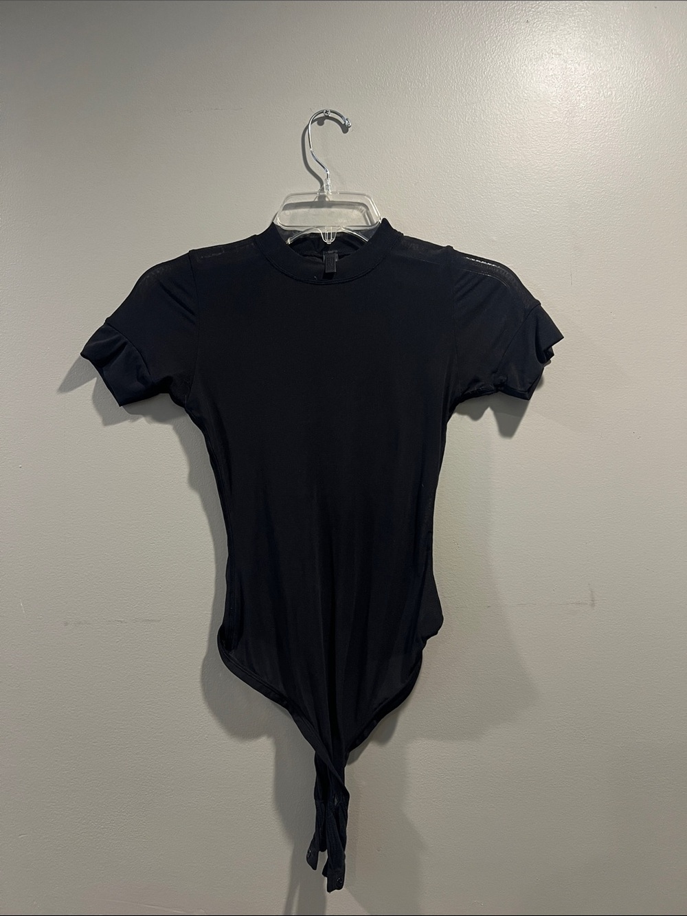 SKIMS Black Short Sleeve mesh Bodysuit